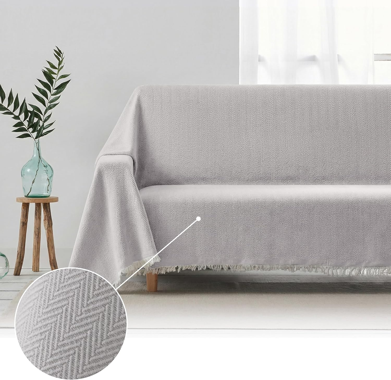 Thumbnail 4 de Textilhome Couverture Plaid 130x180 cm — Couvre-canapé multifonction | Couleur Perle