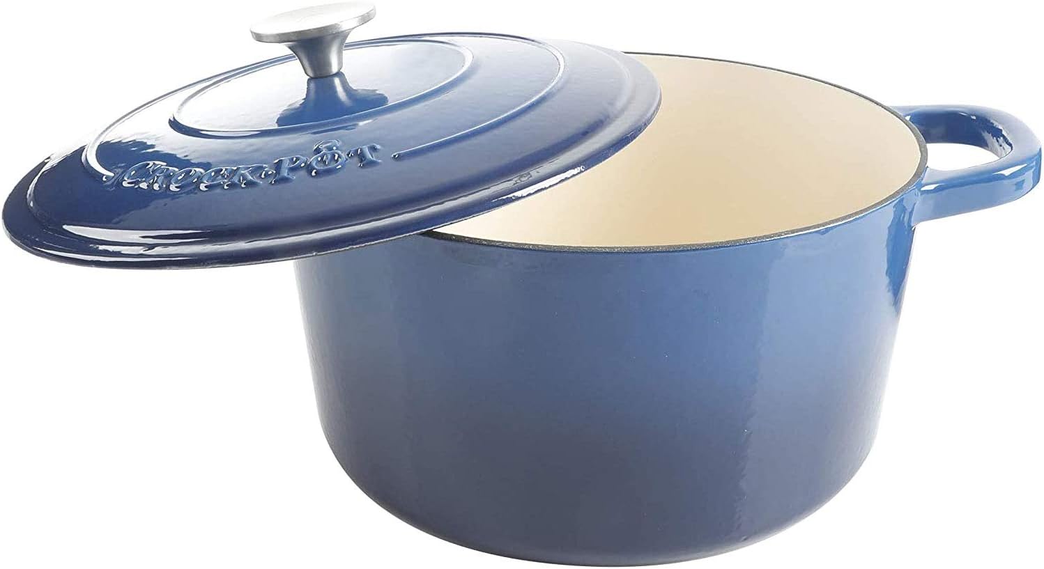 Detalle de Crock-Pot Artisan 7-Quart Round Enameled Cast Iron Dutch Oven – Sapphire Blue