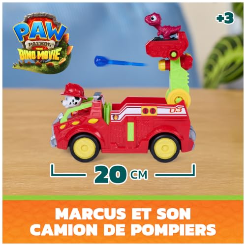 Detalle de Paw Patrol - Pat Patrouille Le Film Mission Dino : Véhicule Marcus avec 2 figurines et accessoires