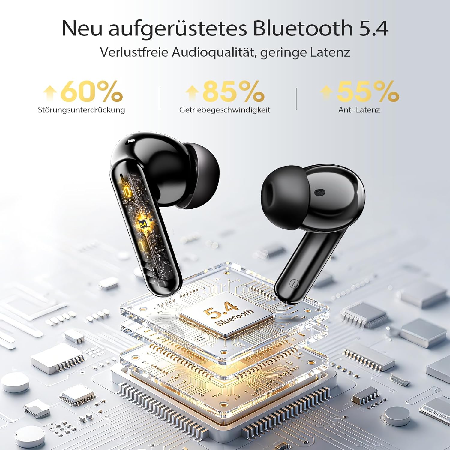Thumbnail 3 de OWMSIC Bluetooth In-Ear Kopfhörer W70 Pro (Bluetooth 5.4) mit 4× ENC-Mikrofonen, 46 Std. Spielzeit und LED-Display