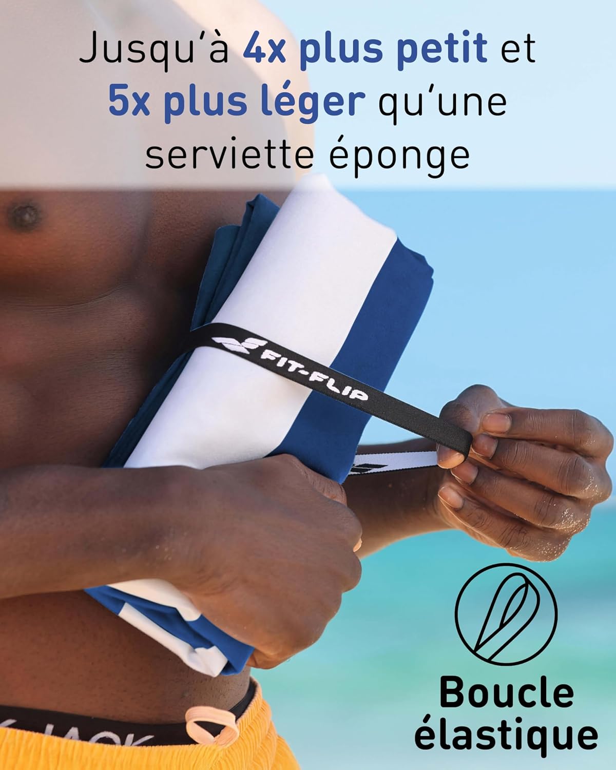 Detalle de Fit-Flip Serviette de Plage Microfibre XXL – Lavage rapide et anti-sable, recyclée