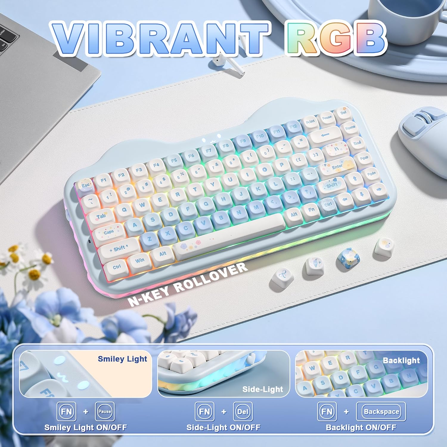 Thumbnail 6 de YUNZII C75 Tastiera Meccanica Wireless Gaming 75% – Gasket Mount, Hot-Swap, RGB, NKRO, Blu Candy Linear