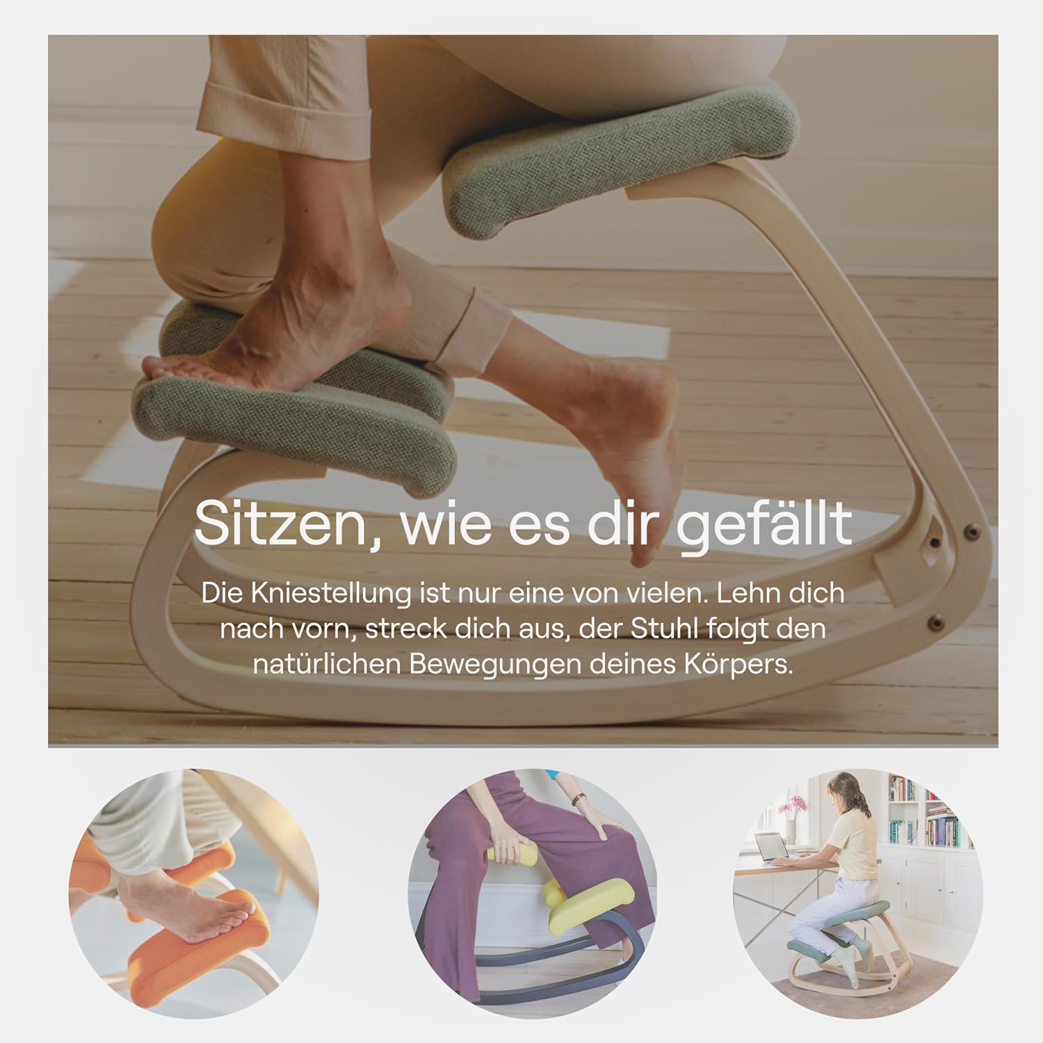 Thumbnail 4 de Varier Balans: sedia ergonomica in legno naturae/grigio Tonale per ufficio e casa
