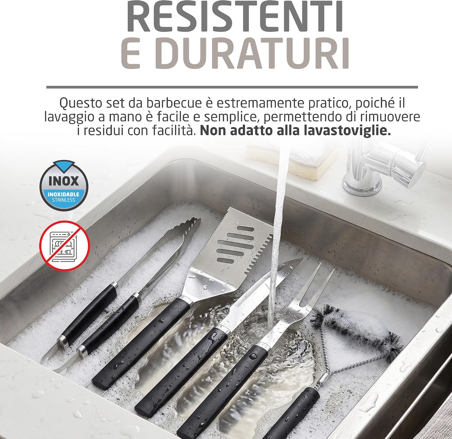 Detalle de Amig Valigetta con 5 Accessori per Barbecue in Acciaio Inossidabile – Mod. AM01