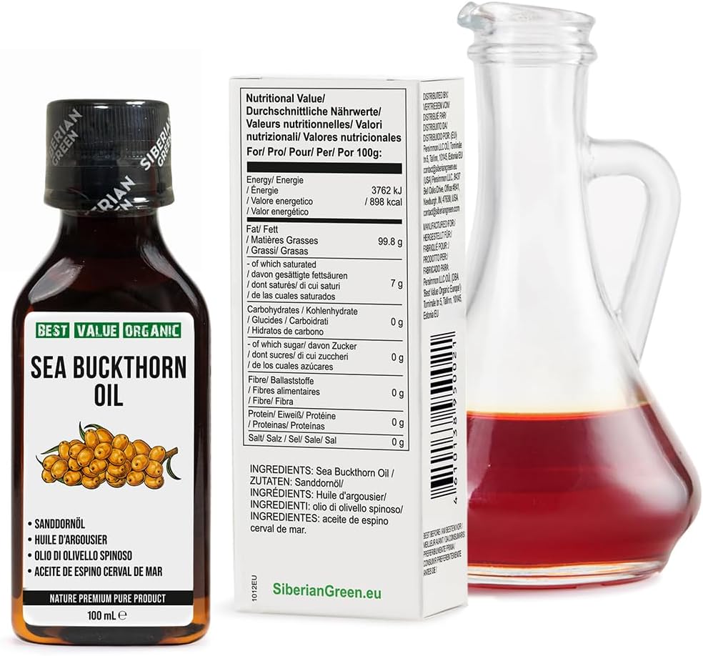 Detalle 2 de Siberian Green Sea Buckthorn Oil, Cold-Pressed, Unrefined, 100 ml