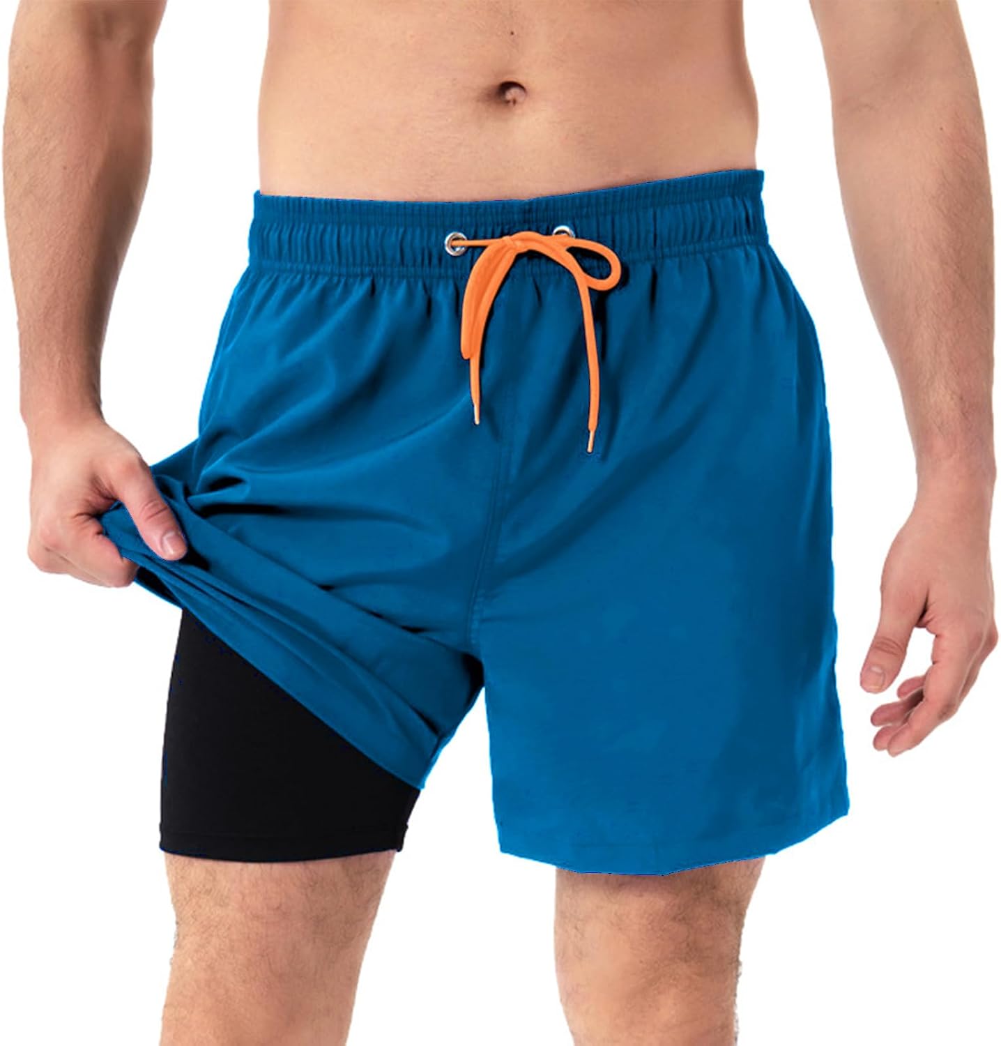 Detalle de SEDEX Mens Swimming Shorts with Zipper Pocket – 2 in 1 Quick Dry Trunks