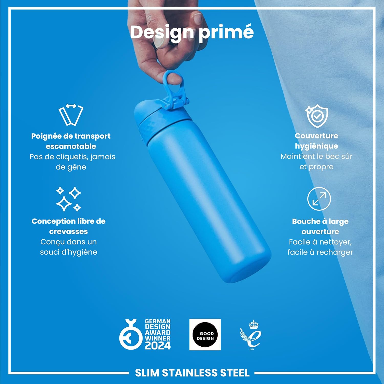 Thumbnail 6 de Ion8 Gourde Inox Léger 600ml – Non isolé, Anti-Fuite, Bleu