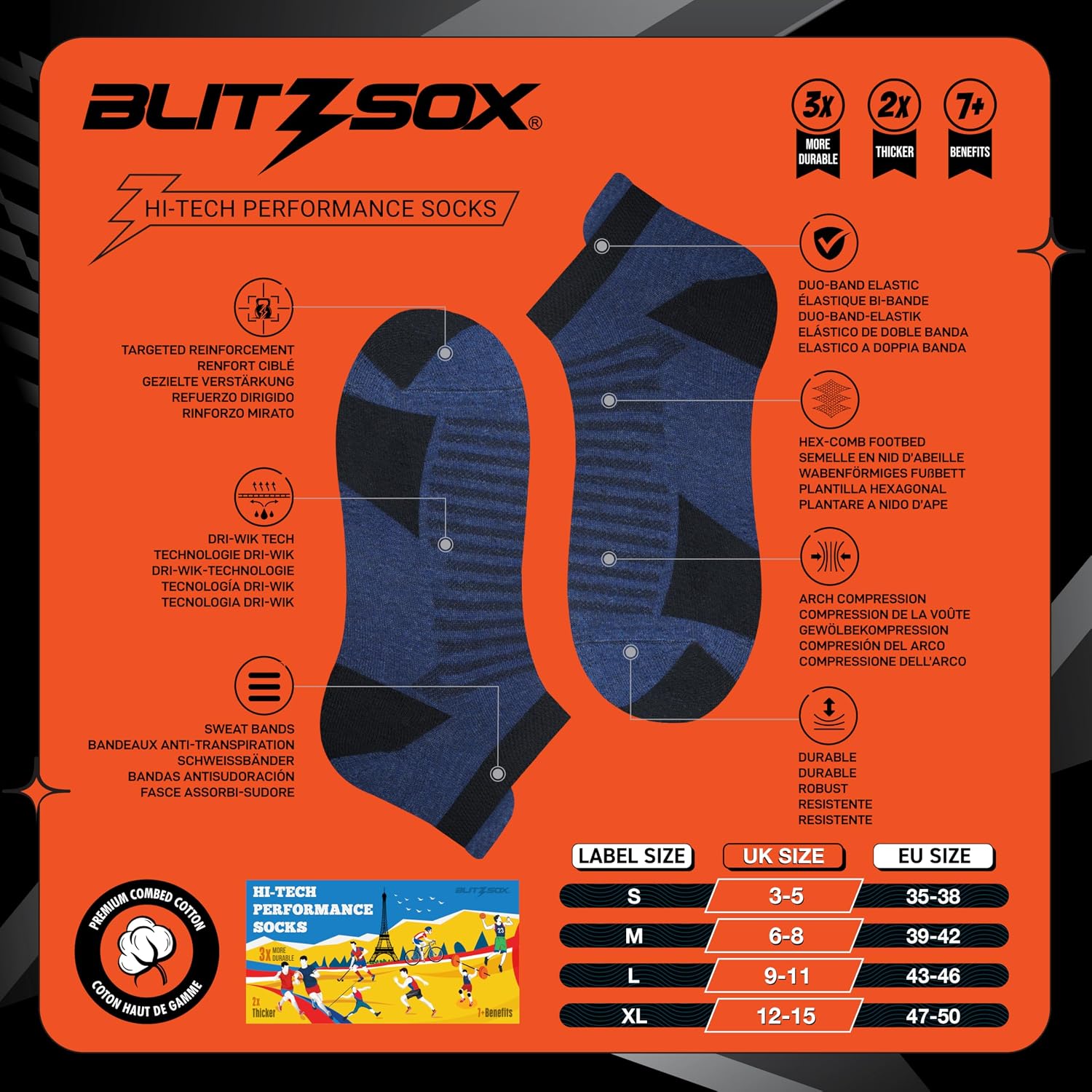 Detalle 2 de BLITZSOX Calzini Sportivi Uomo, confezione da 6
