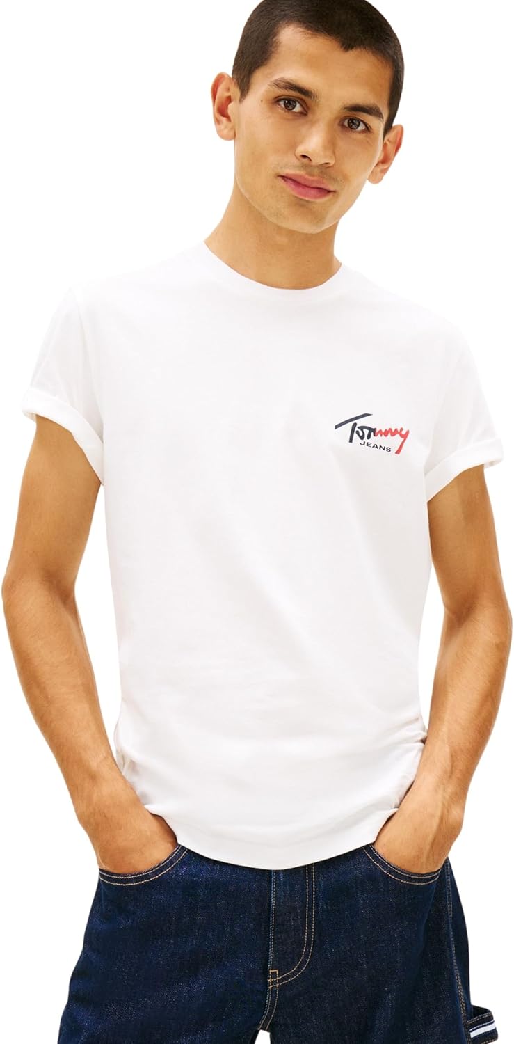 Detalle de Tommy Jeans TJM Slim Sign Chest SS Tee Ext Dm0dm22538 T-Shirt S/S Homme