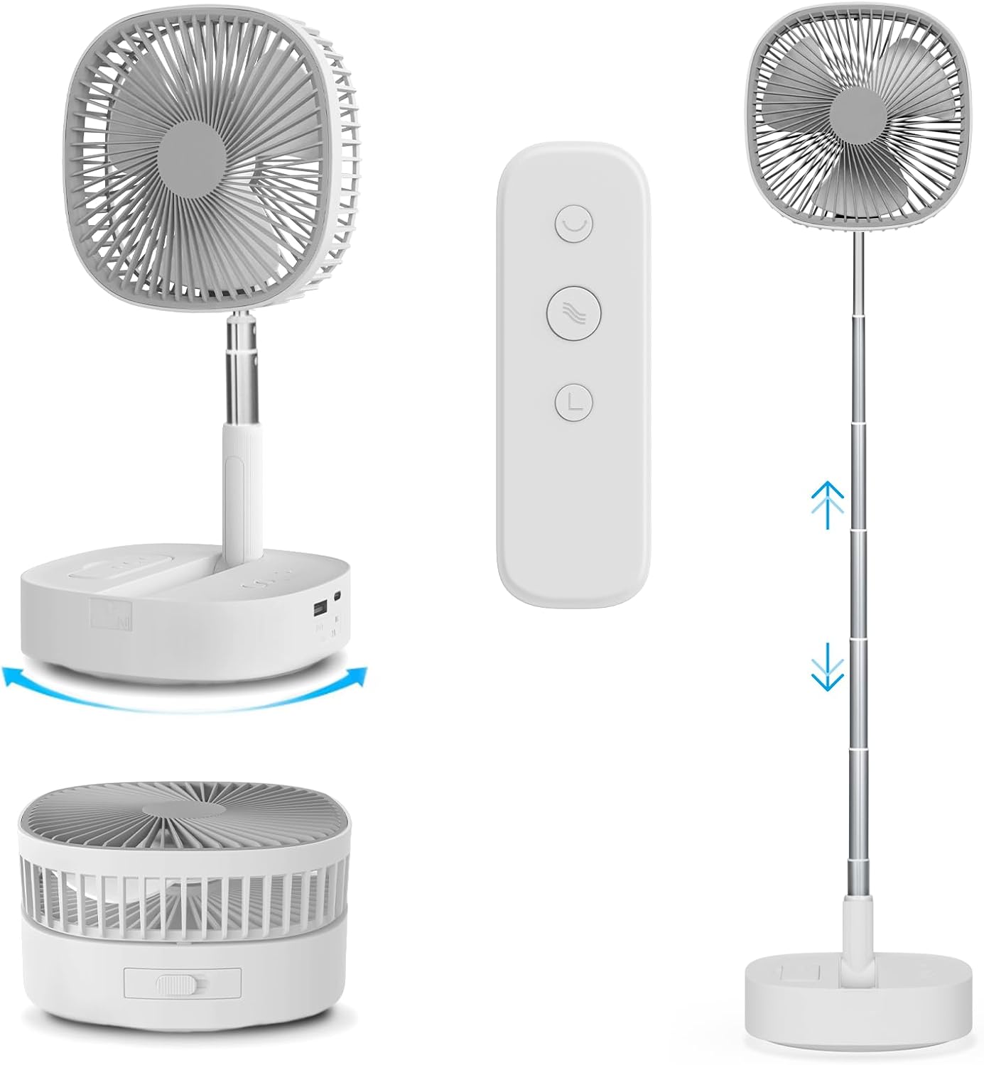 Thumbnail 6 de Magesh 3-in-1 Oscillating Pedestal Fan with Remote, 120° Rotation, 7200mAh Rechargeable Battery, Telescopic & Silent Timer – Dark Blue