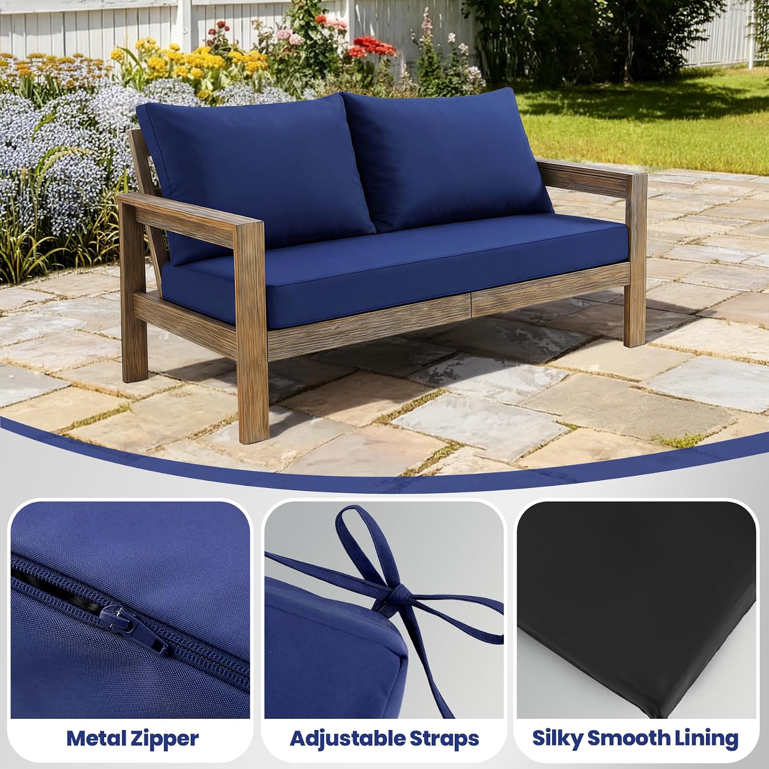 Detalle 1 de Zonamat Outdoor Loveseat Cushion Set, 48" x 24