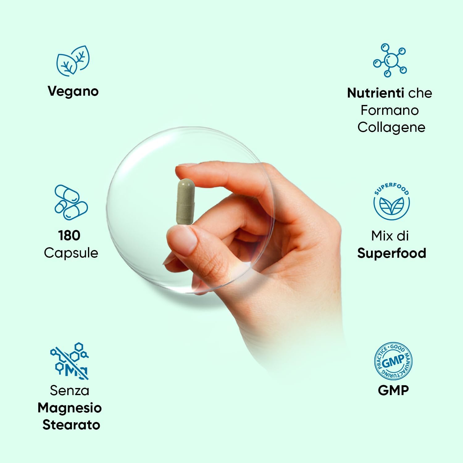 Thumbnail 3 de Collagene vegano e Acido ialuronico WeightWorld, 180 capsule con Vitamina C, E, Zinco, Resveratrolo e MSM