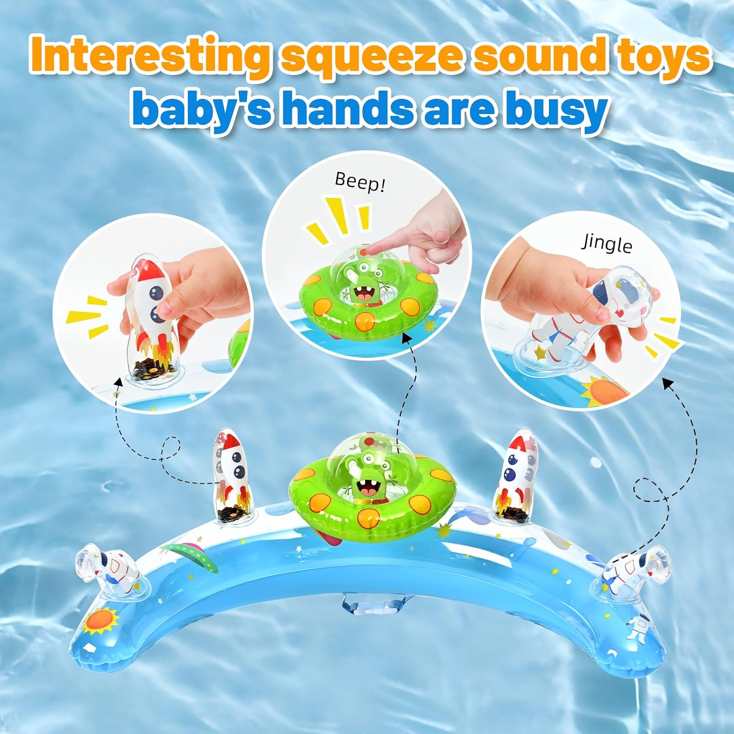 Thumbnail 2 de GEEQUFLOAT Baby Pool Float with Canopy — Inflatable UPF50+ Sun Protection, Adjustable Safety Seat, Toy Play Console
