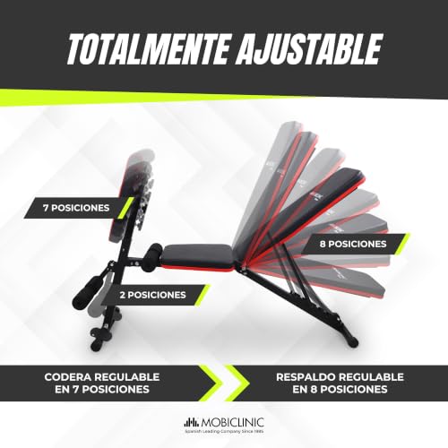 Detalle de Mobiclinic Banco de Musculación con Cintas de Resistencia, Plegable
