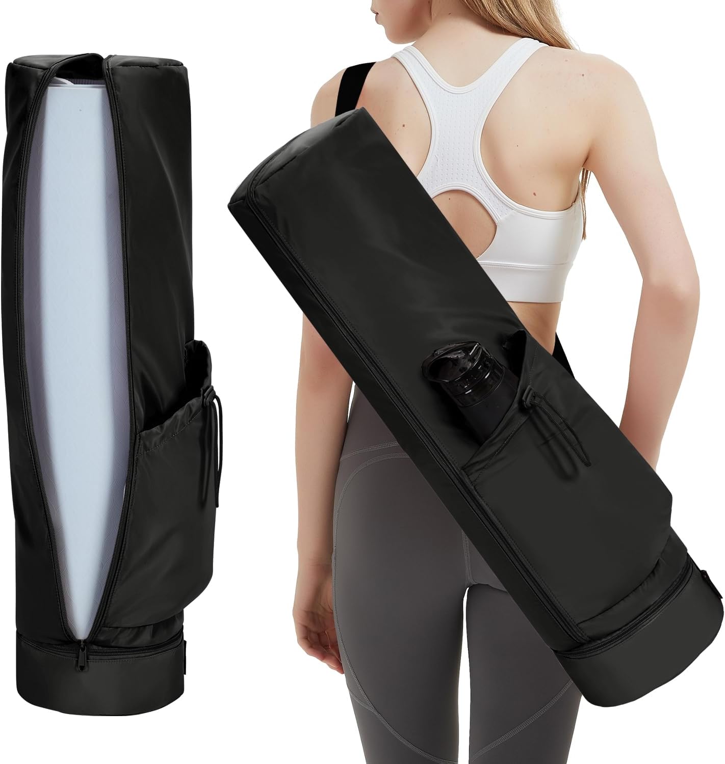 Detalle de Sportsnew Large Yoga Mat Bag with Wet Compartment, Bottle Pocket & Full Zipper (72x20cm)