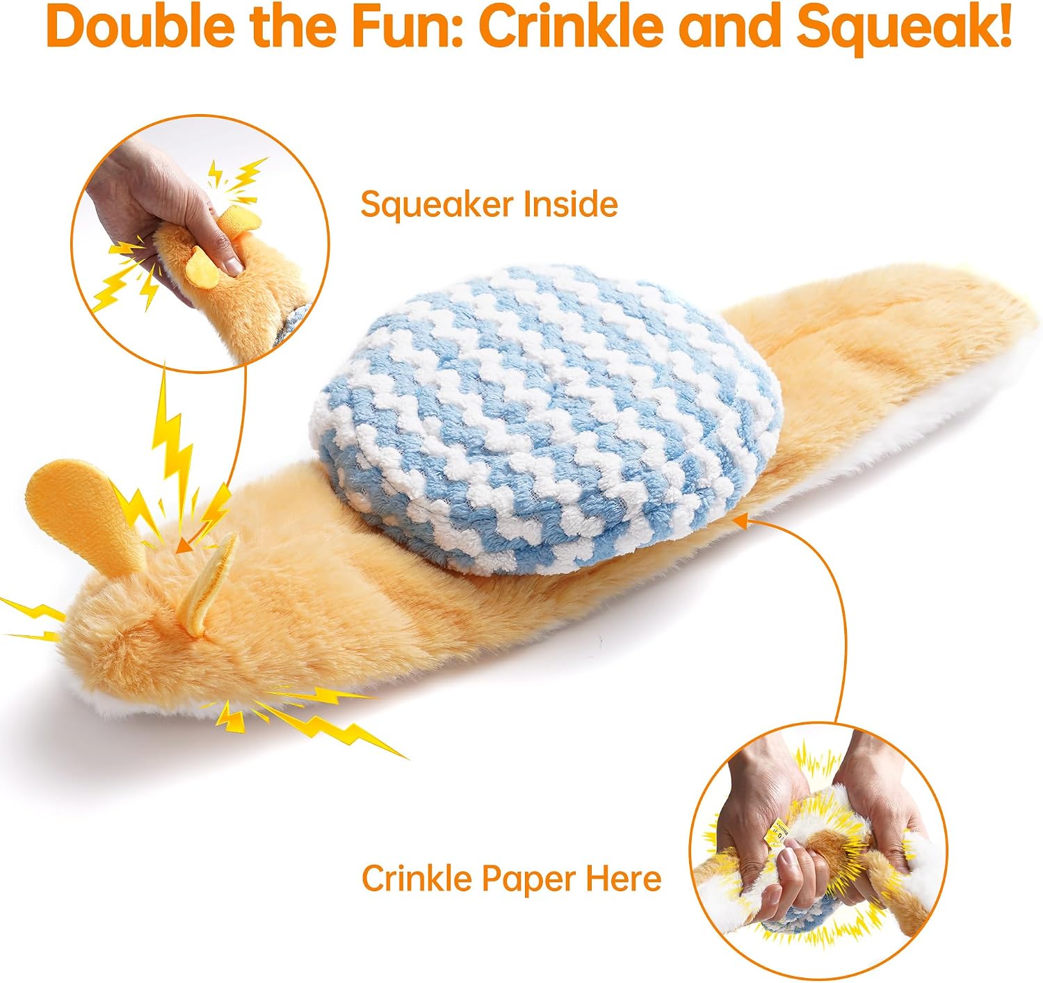 Thumbnail 3 de Nocciola No Stuffing Dog Toys with Crinkle Paper – 5-Pack Squeaky Plush Toys for All Size Dogs