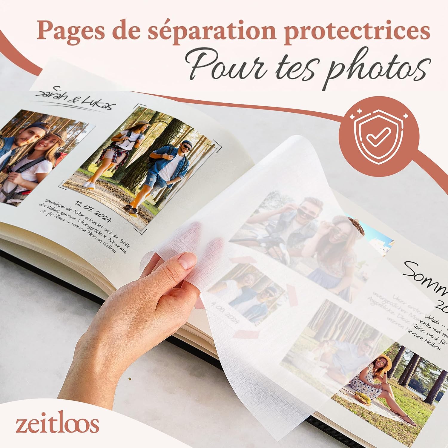 Detalle de Zeitloos Fotoalbum om op te plakken, 21 x 28 cm, linnen, 50 pagina’s