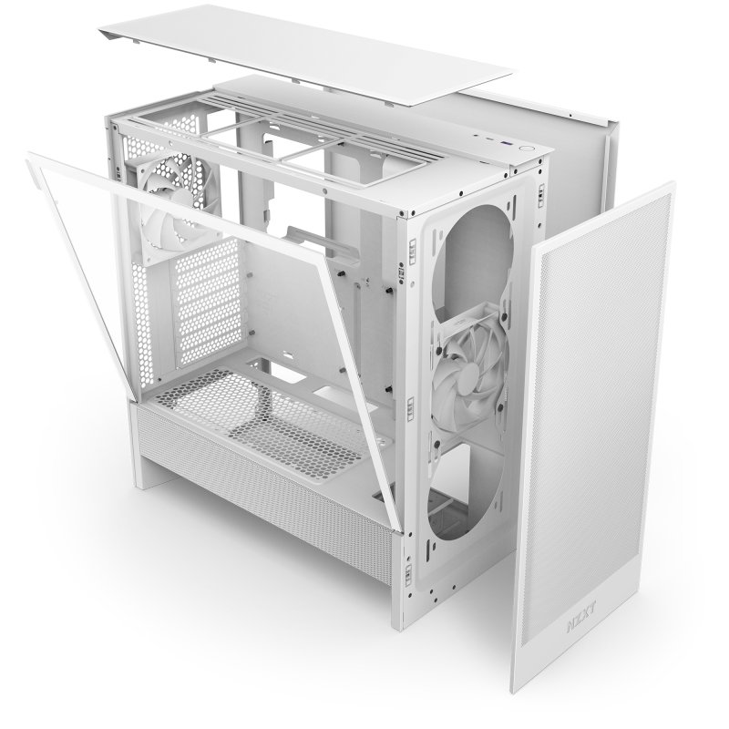 Detalle 2 de NZXT H5 Flow 2024 Midi Tower E-ATX Cristal Templado USB-C Blanca