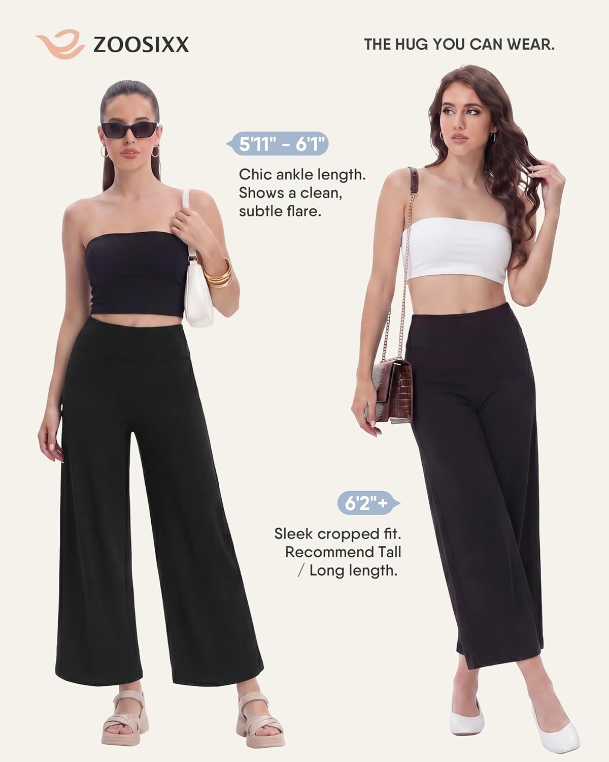 Thumbnail 3 de ZOOSIXX Wide Leg Palazzo Pants for Women (High-Waist Stretch Lounge Pants)