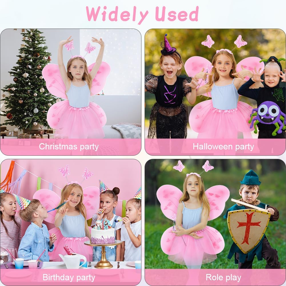 Thumbnail 5 de AYBUY Kids Fairy Wings Costume Set (Butterfly Wings, Tutu, Magic Wand & Headband)