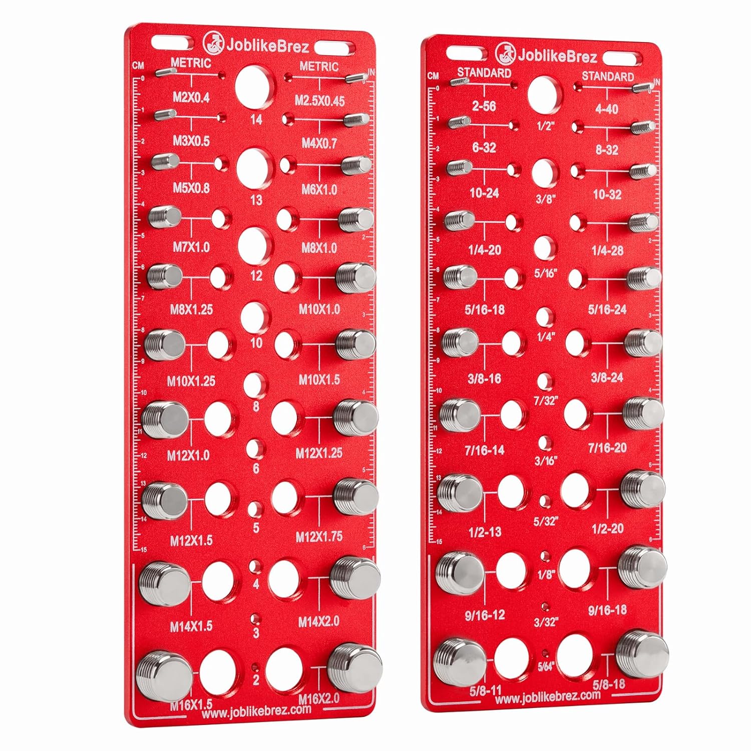Detalle de JoblikeBrez TG300 Thread Checker, 60 Gauges, 6061 Aluminum, Inch and Metric