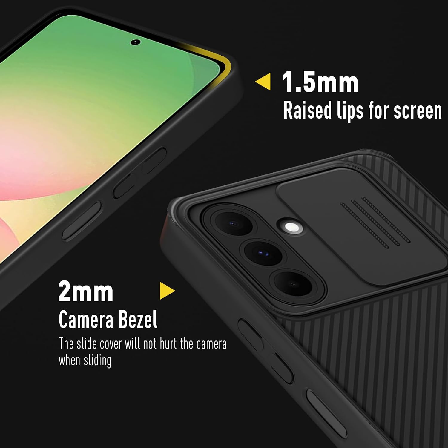 Thumbnail 4 de Coque XTCASE pour Samsung Galaxy A56 5G : étui fin avec protection caméra coulissante et anti-rayures (noir)