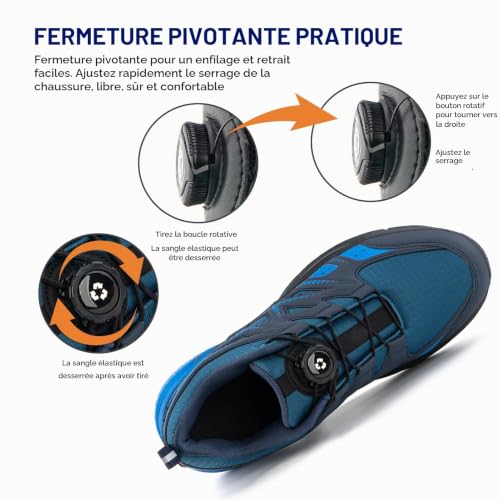 Detalle 2 de Hitmars baskets de sport homme à molette, mesh léger, bleu, pointure 41