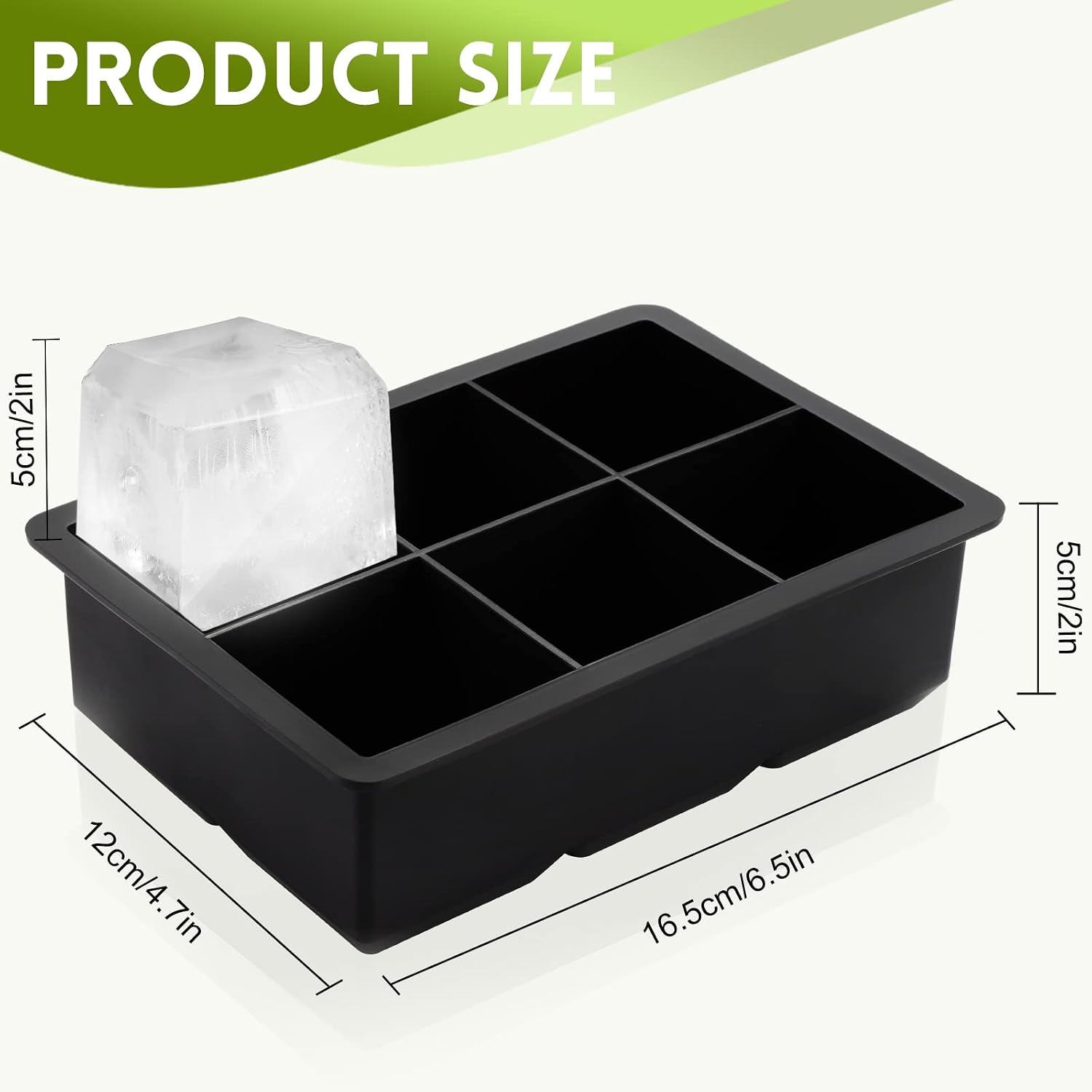 Detalle de Sinnsally XXL Eiswürfelform aus Silikon mit Deckel (2er-Set, 6 Formen) – große Eiswürfel für Küche & Getränke