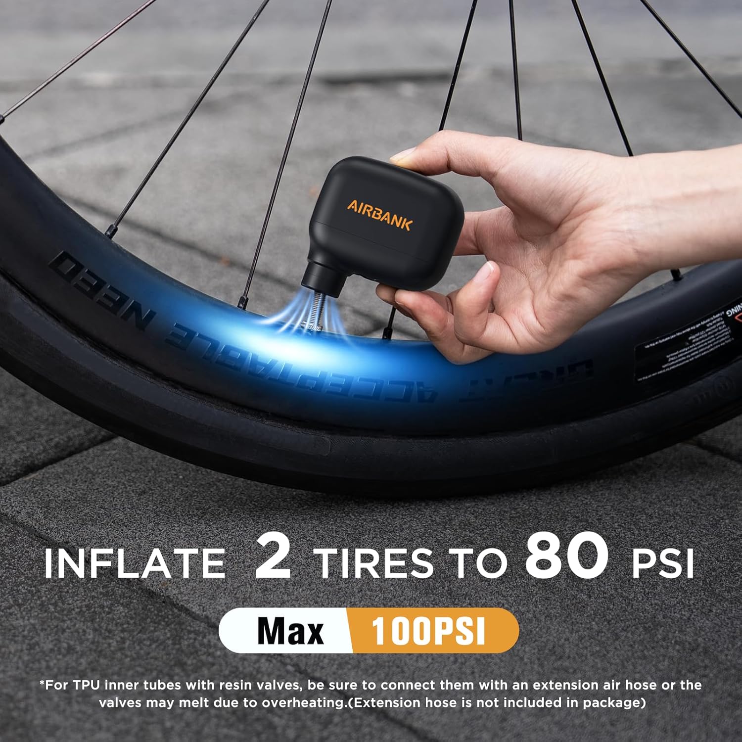 Detalle de AIRBANK Mini Pompa per Bici Pocket SE: pompa ad aria tascabile da 100 PSI per bici da strada