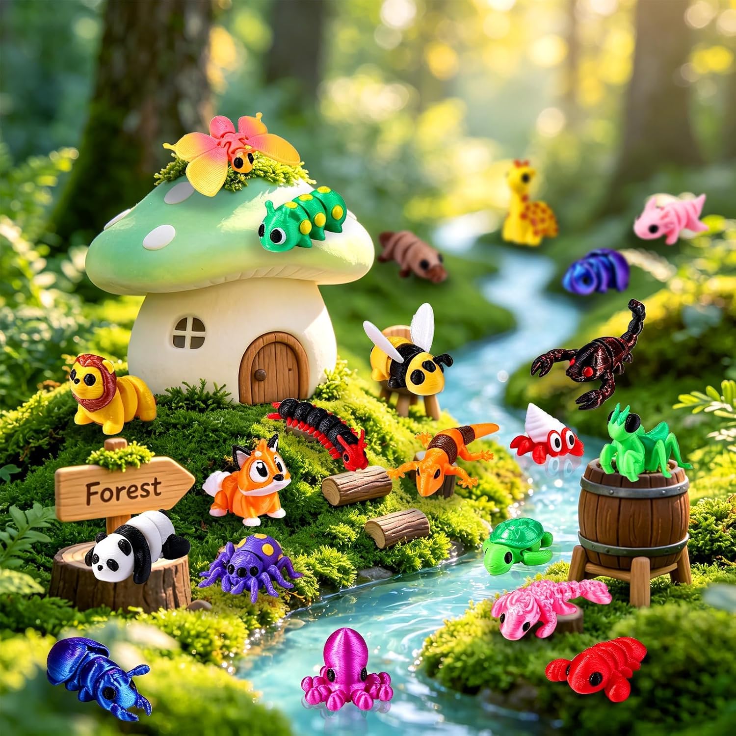 Detalle de XIMISHOP 50‑Piece Mini 3D Printed Animals with Movable Joints