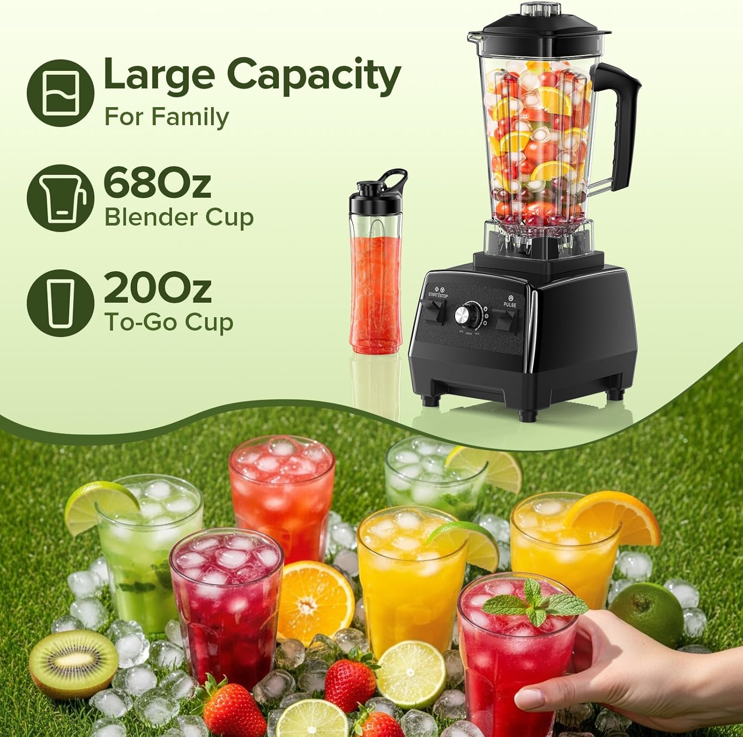 Thumbnail 2 de Blender for Smoothies 68 oz pitcher, 20 oz juicer 🥤