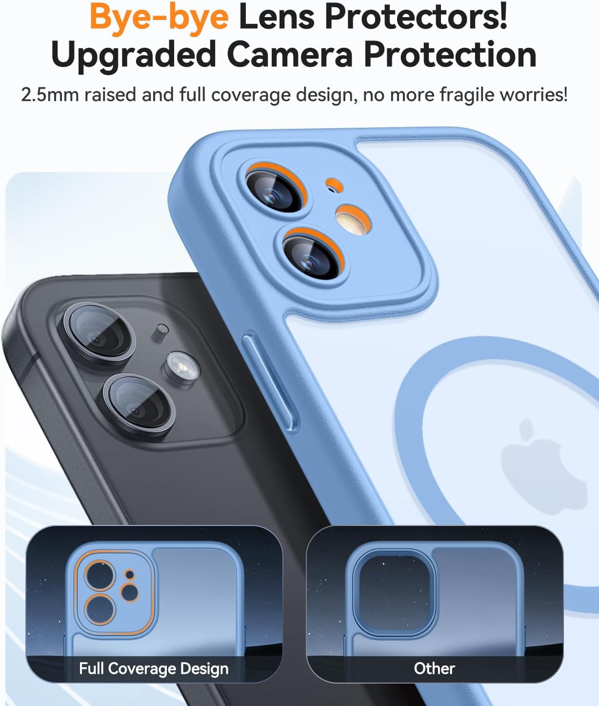 Detalle de CANSHN Custodia Magnetica per iPhone 12 (6.1'') Blu Opaco: Protezione della fotocamera e attacco MagSafe
