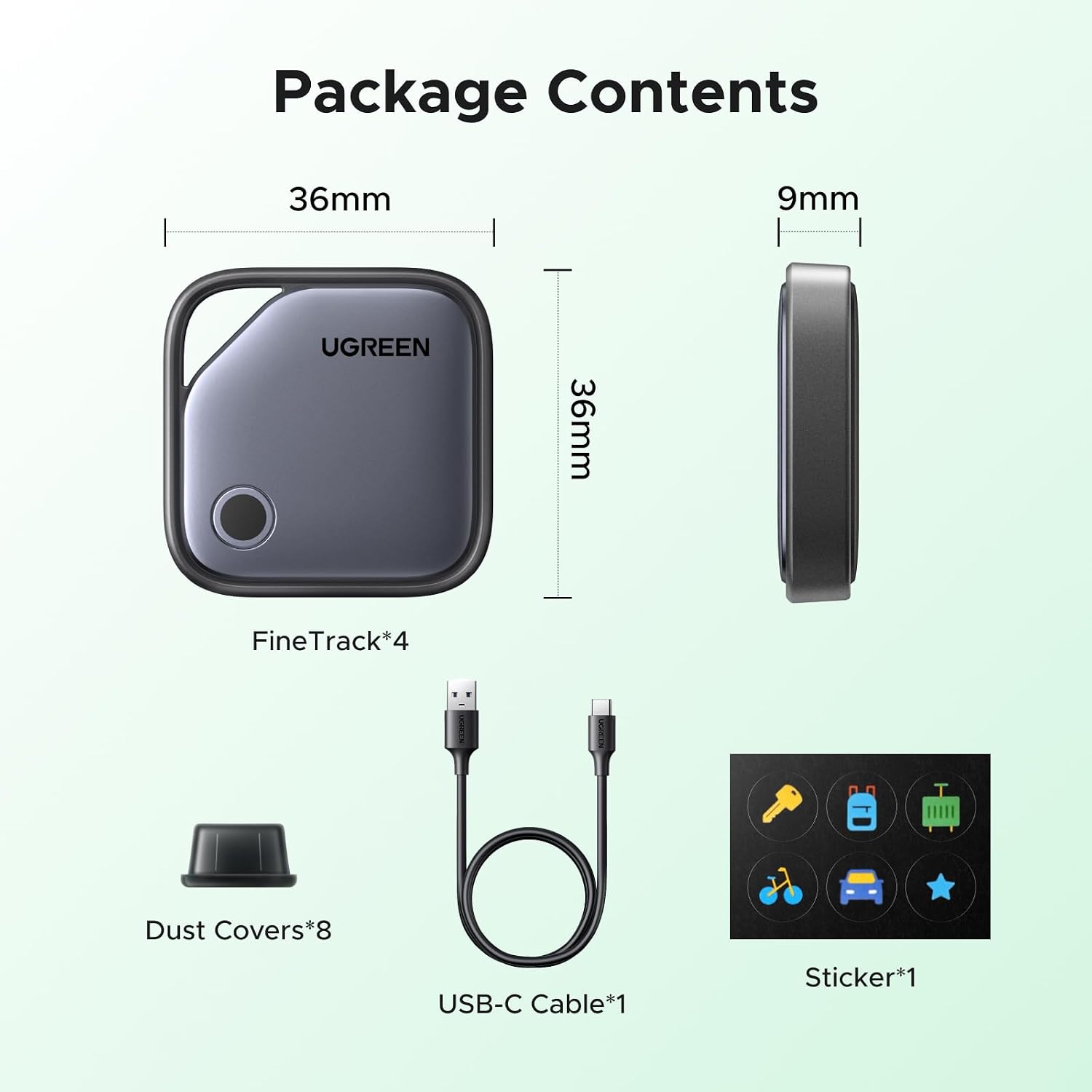 Thumbnail 6 de UGREEN FineTrack G Smart Finder: Localizzatore Bluetooth per Android con Find Hub (4 pezzi)