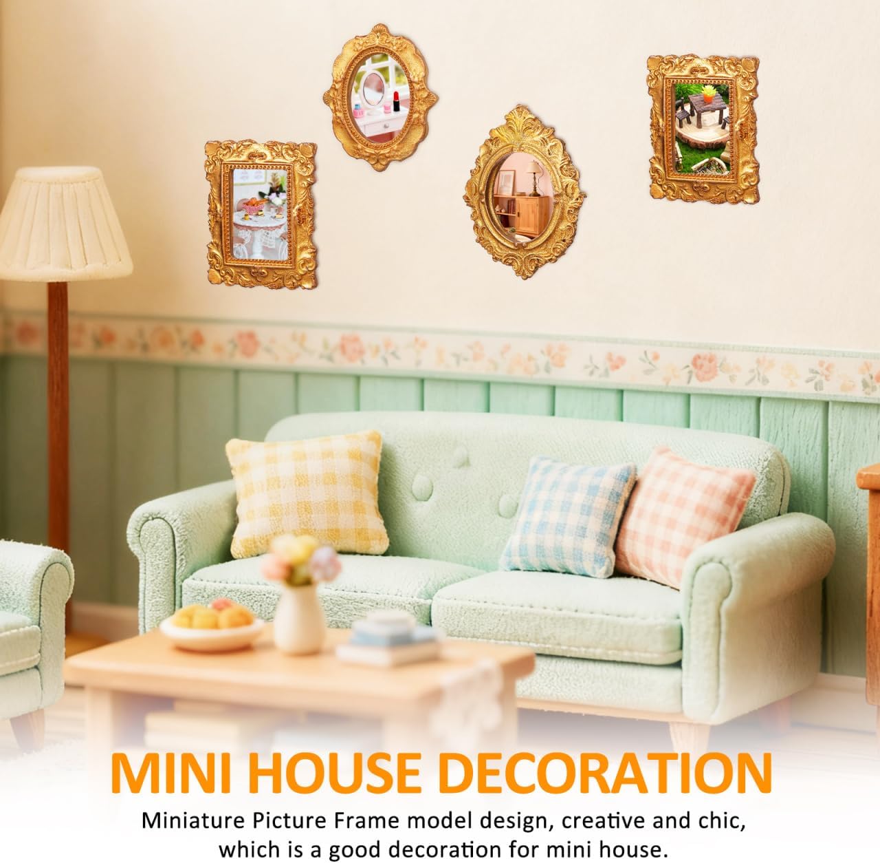 Detalle de MAGICLULU 15Pcs Miniature Photo Frames: Vintage Resin Frames for Dollhouses and Crafts