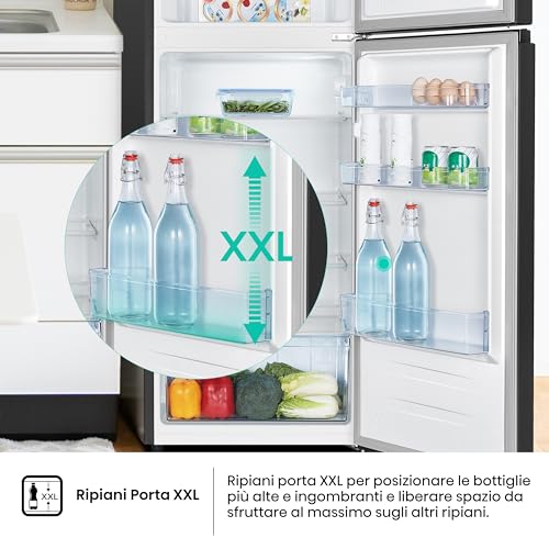 Detalle de Hisense MTM55205EB Frigorifero Doppia Porta – 206 L, Nero, Illuminazione LED, Porte reversibili