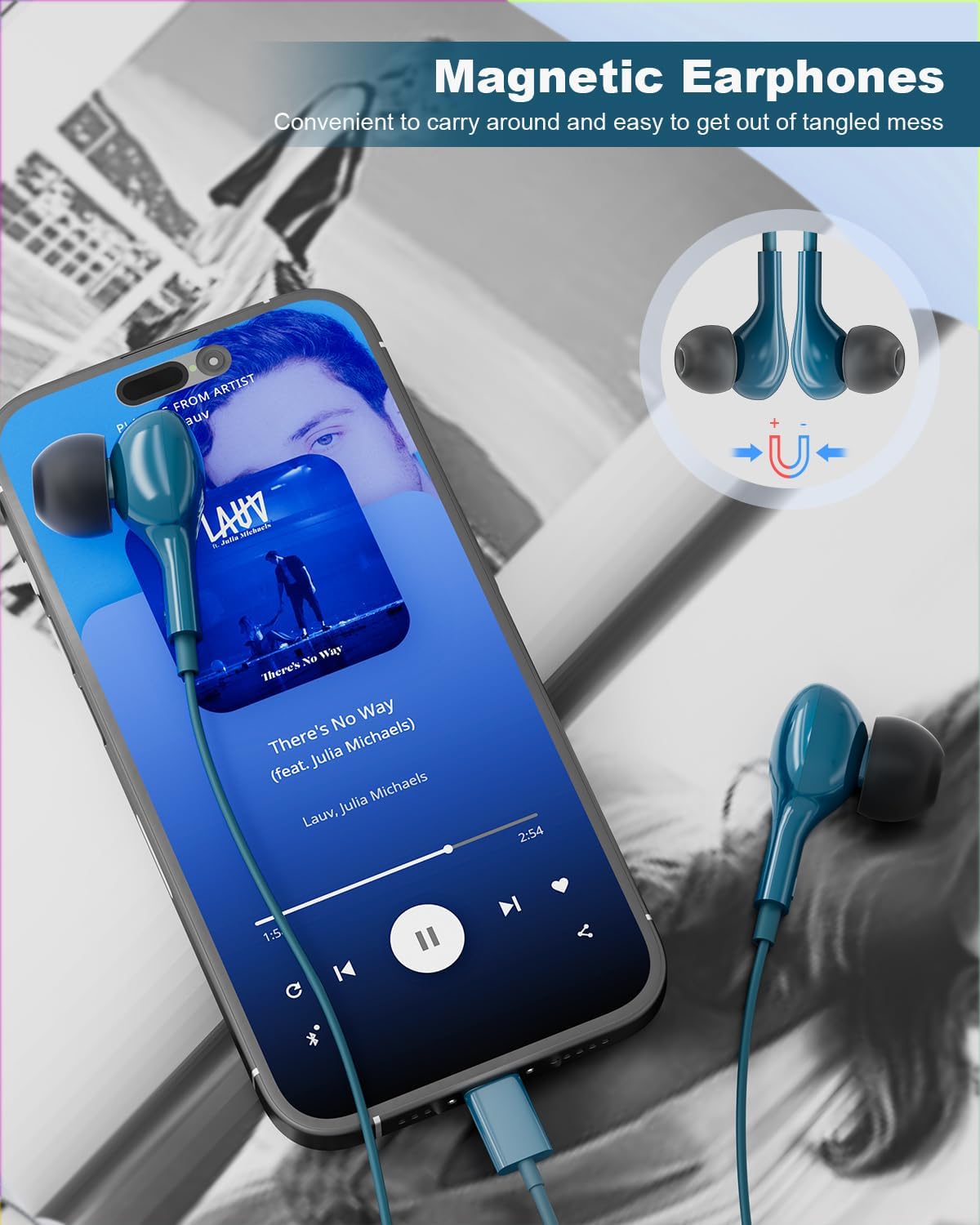 Detalle de AILZPXX 964 USB-C Earbuds, Magnetic In-Ear Headphones with Mic
