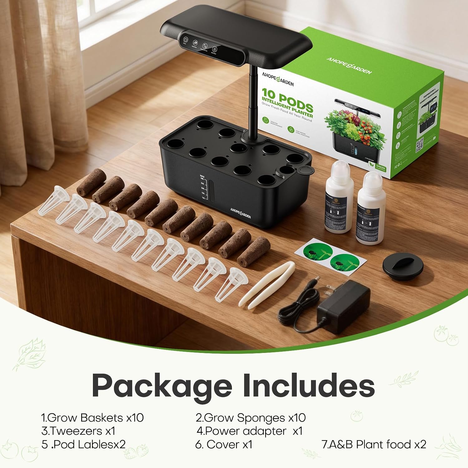 Thumbnail 6 de Ahopegarden HSXC2 Hydroponic Growing System, 10 Pods, LCD and LED Grow Light