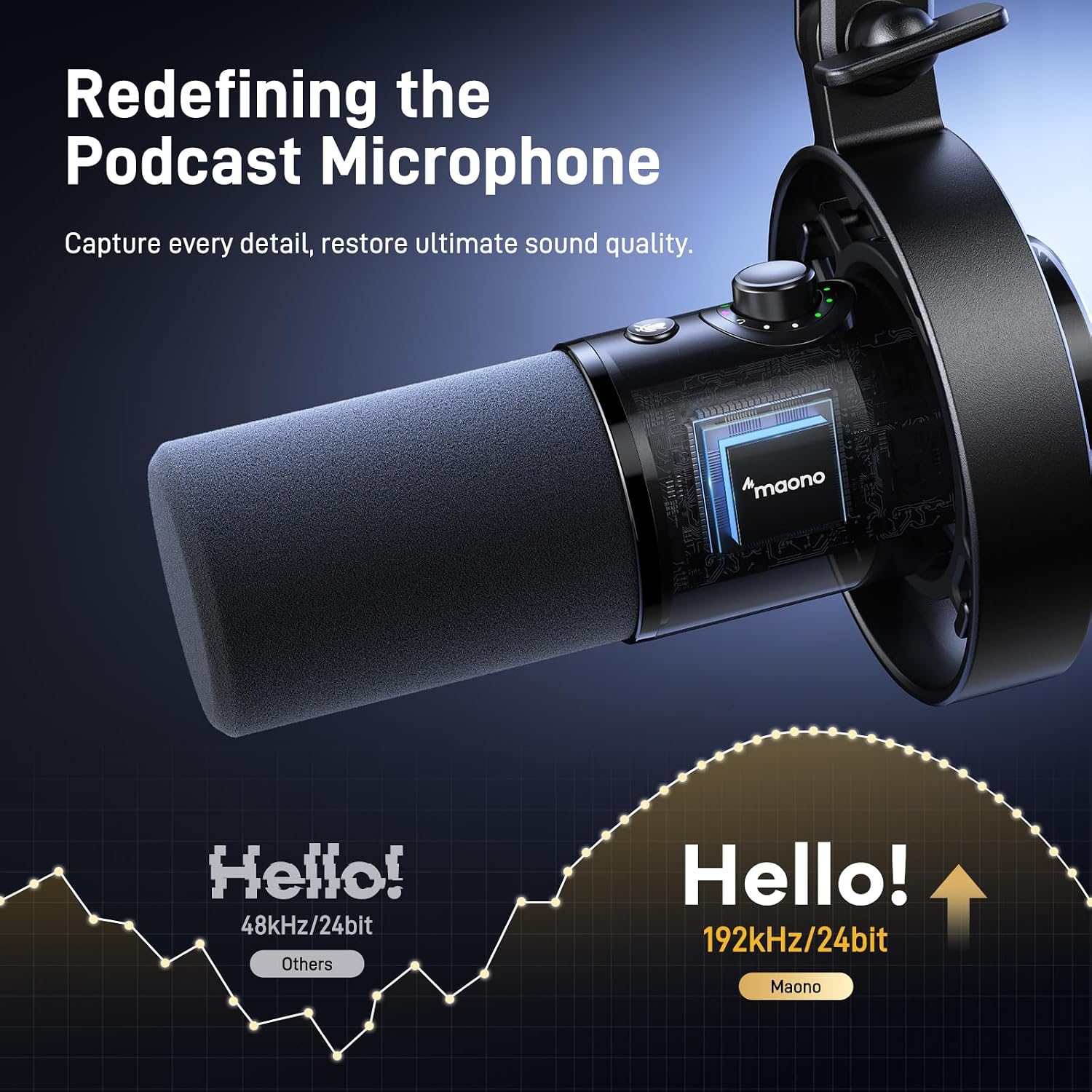 Detalle de MAONO PD300X Dynamic USB/XLR Microphone with 192kHz/24-Bit Audio