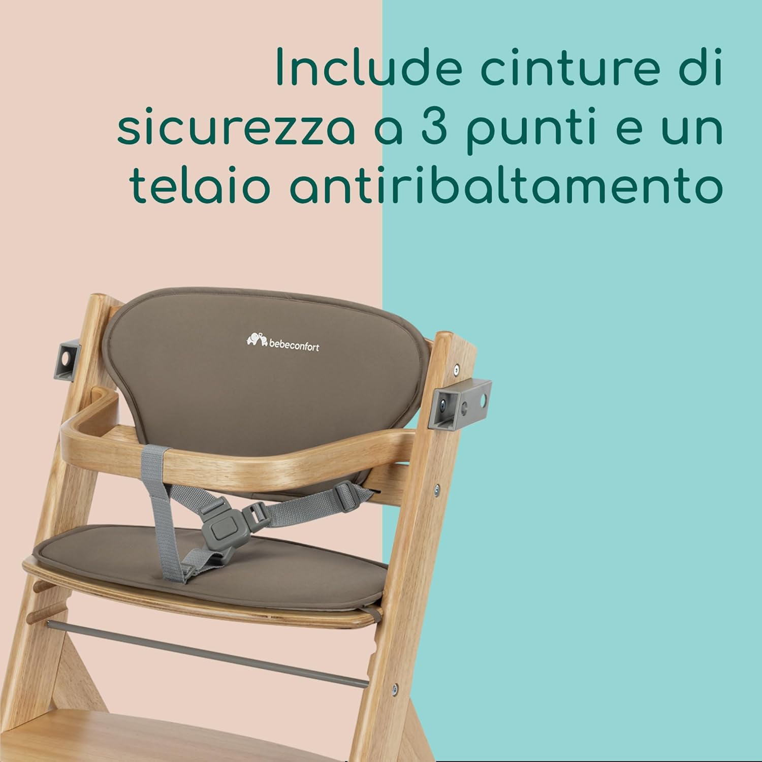 Thumbnail 5 de Bebeconfort Timba 2 con Cuscino: Seggiolone Evolutivo in Legno con Vassoio Rimovibile