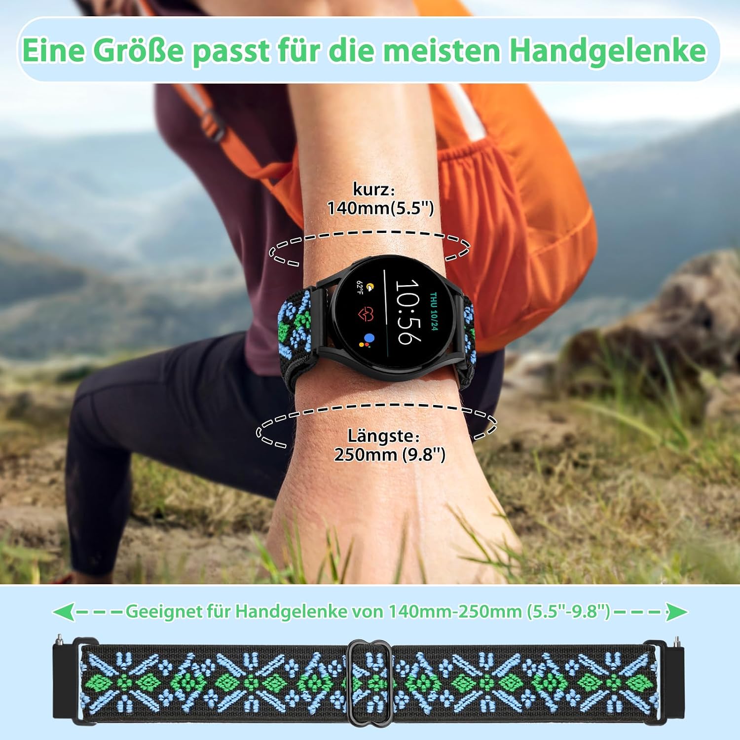 Detalle 2 de SHIJZWD Elastisches Uhrenarmband 24 mm
