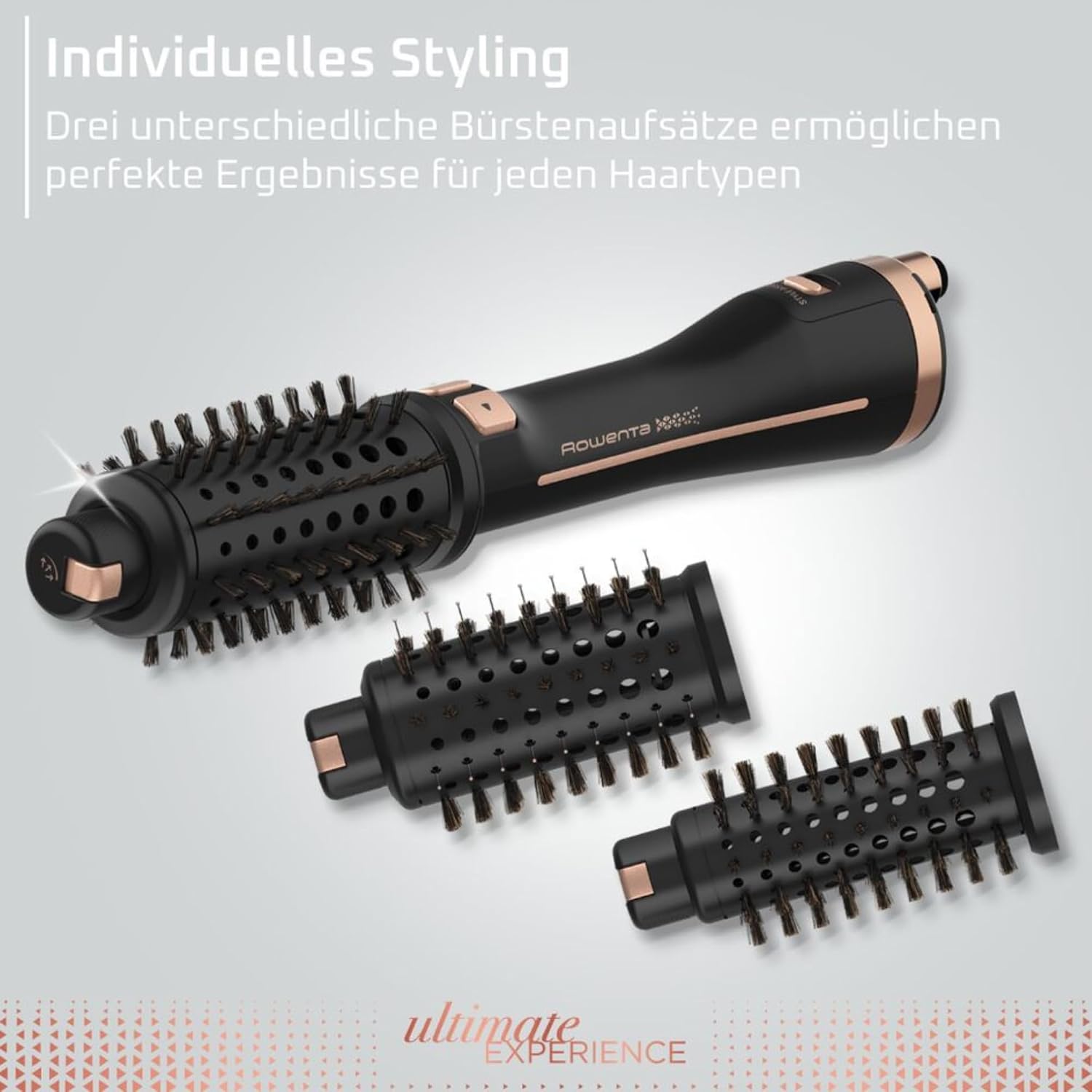 Detalle de Rowenta Ultimate Experience 2-in-1 Rotierende Warmluftbürste CF9620F0 – Kompakt, vielseitig und schonend