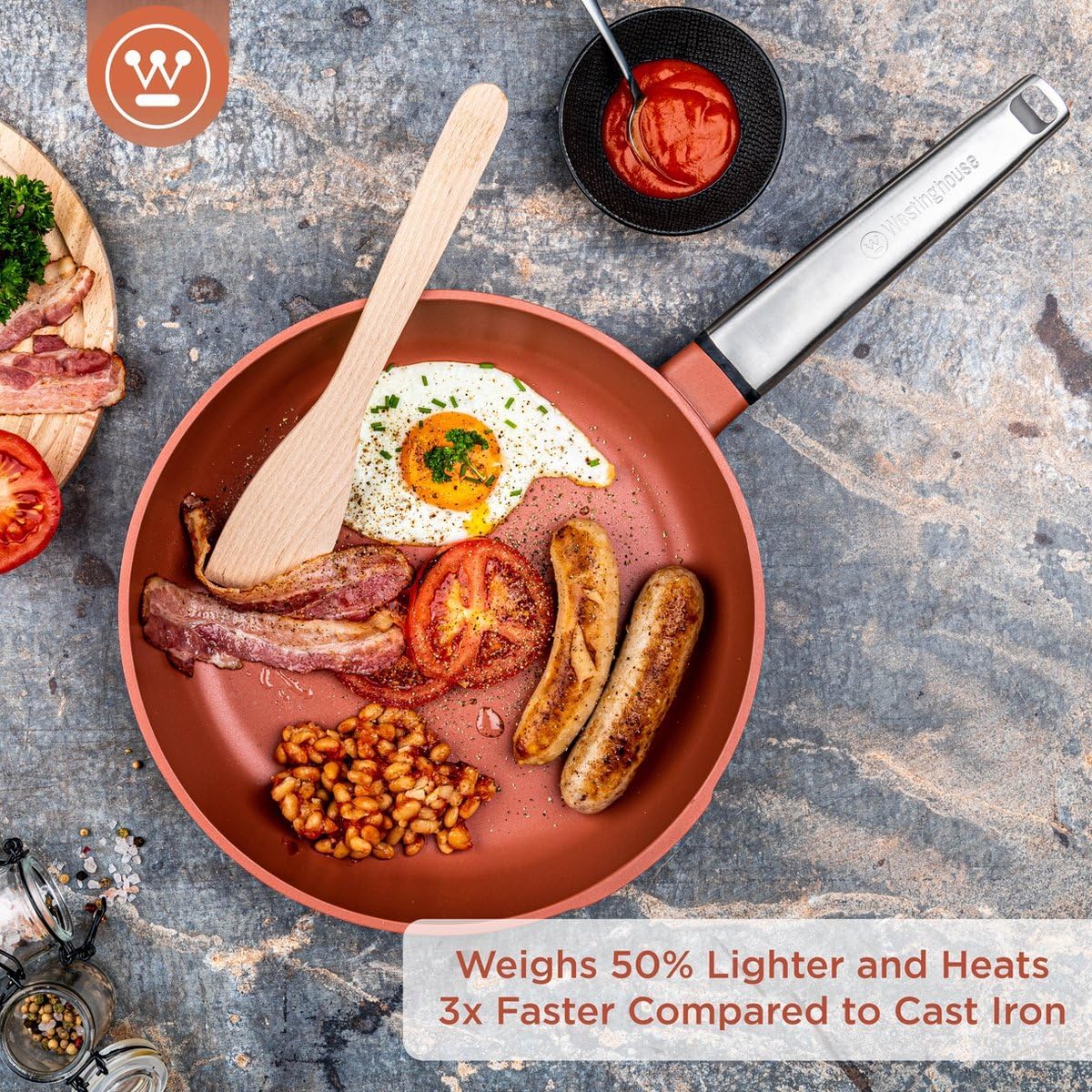 Thumbnail 3 de Westinghouse PERFORMANCE SERIES WCFP0095024OR – poêle à frire 24 cm à revêtement Cool Touch, poignée inox (rouge)