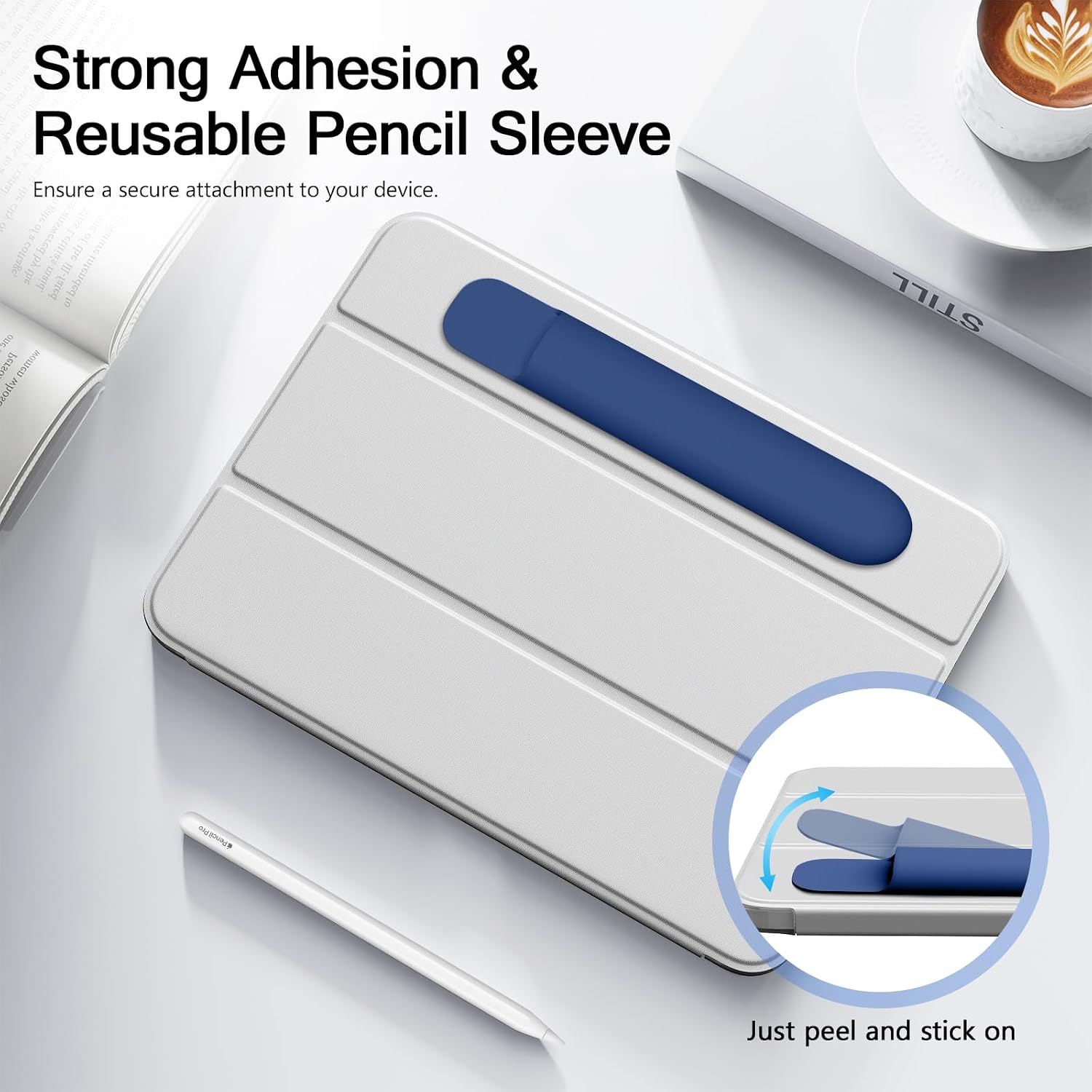 Detalle de MoKo Adhesive Silicone Pencil Holder, Navy Blue