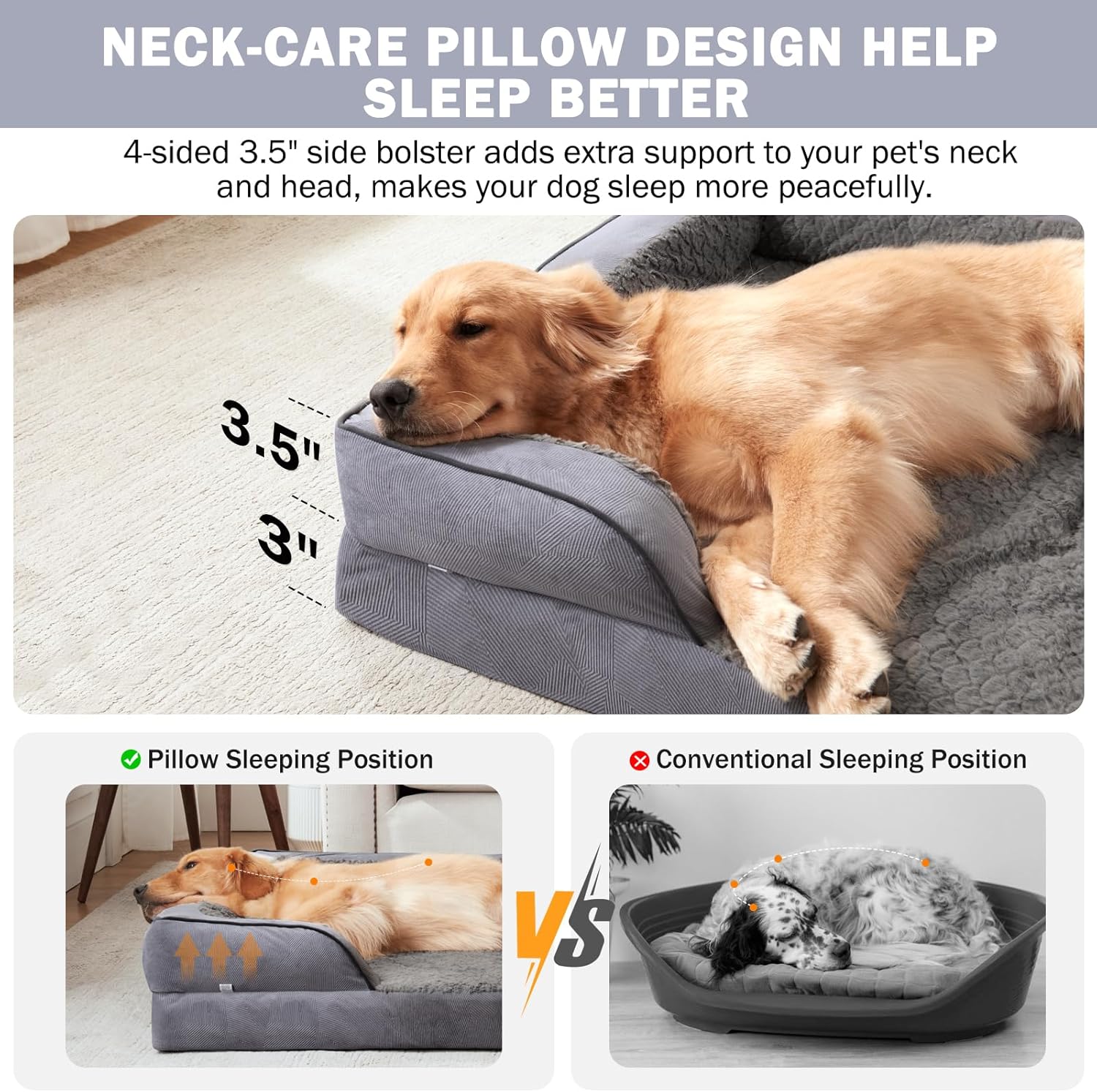 Thumbnail 4 de INVENHO Orthopedic Dog Beds Large & XL Washable Dog Sofa with Egg-Crate Foam