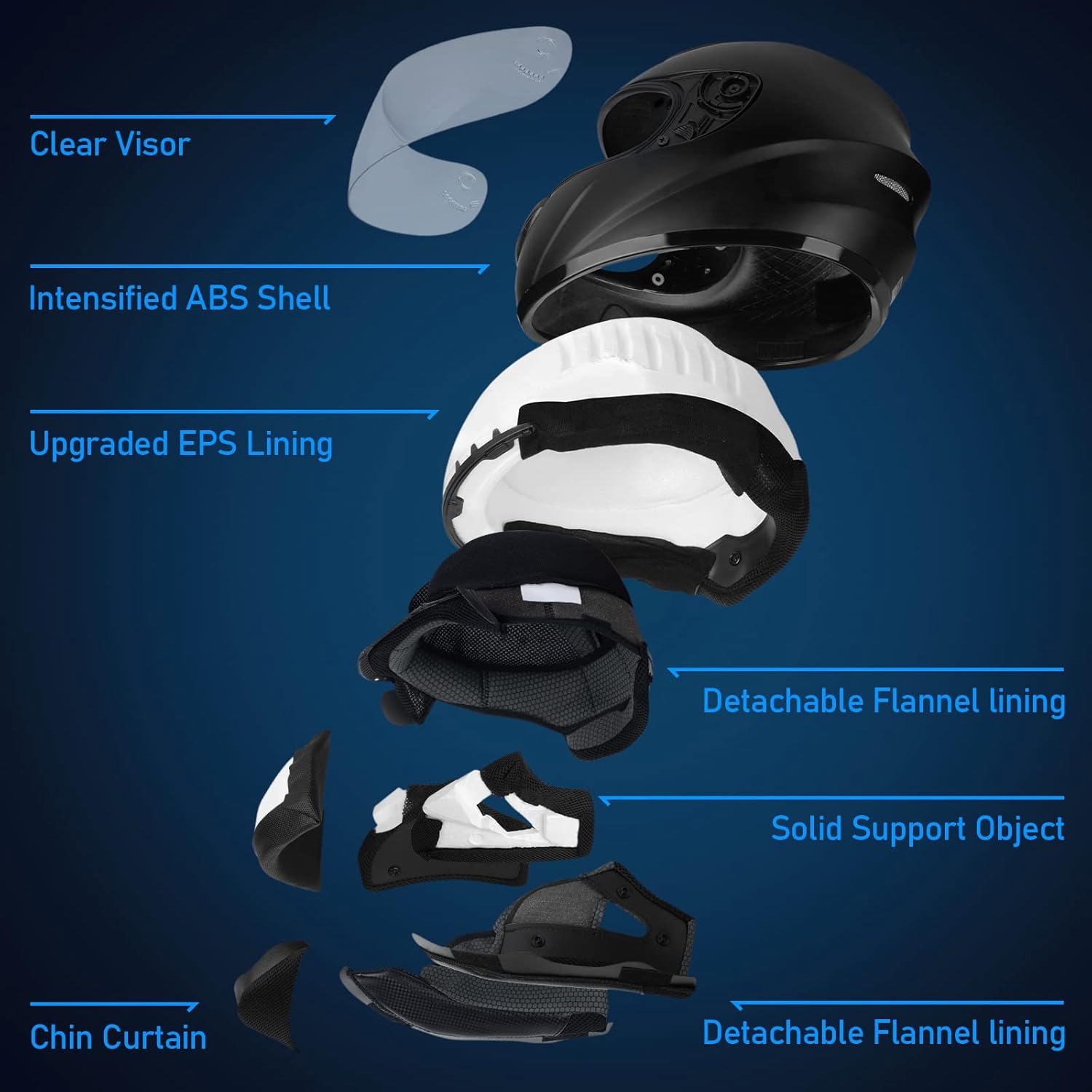 Detalle de Casque intégral Favoto ECE 22.06 pour moto et scooter (61 cm) noir