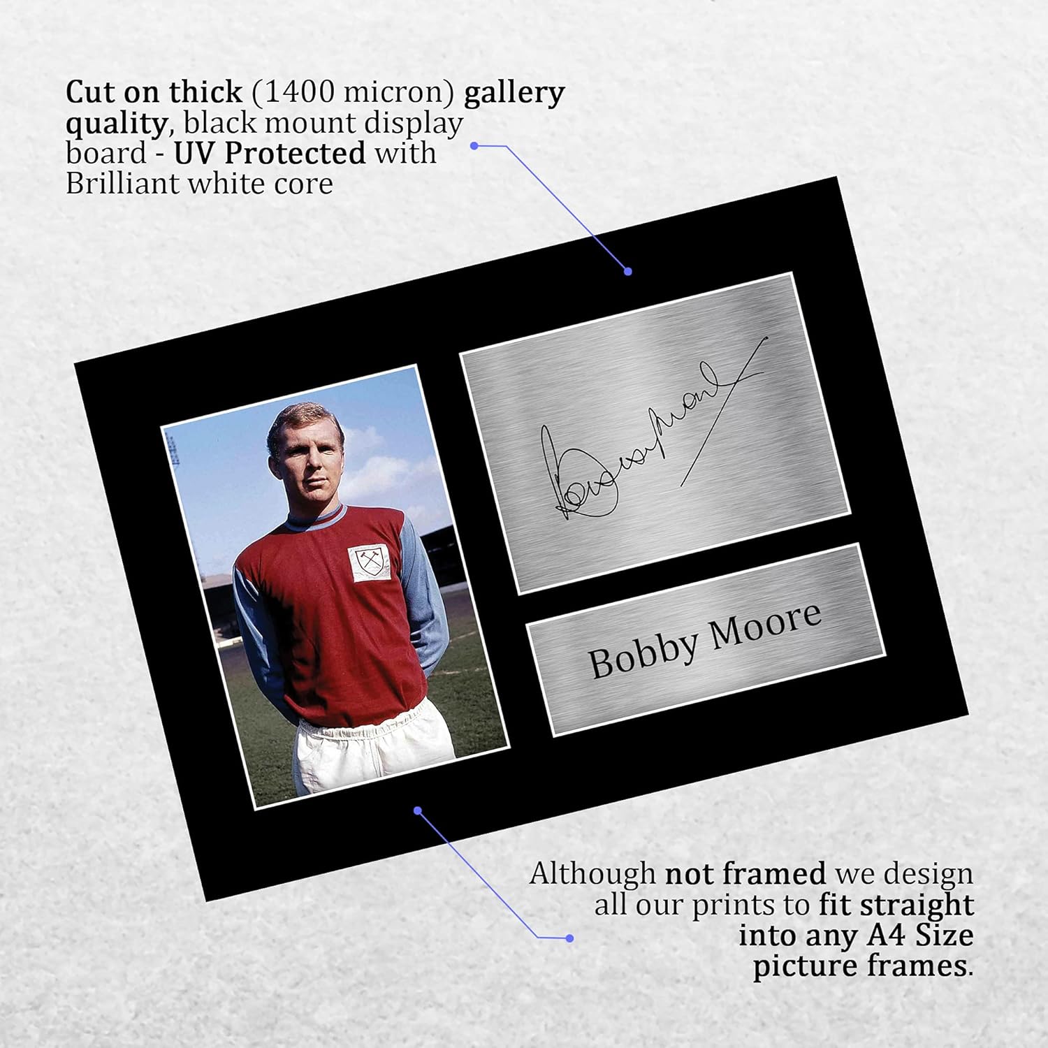 Thumbnail 2 de HWC Trading A4 Bobby Moore West Ham United “The Hammers” signed autograph photo gift – unframed display