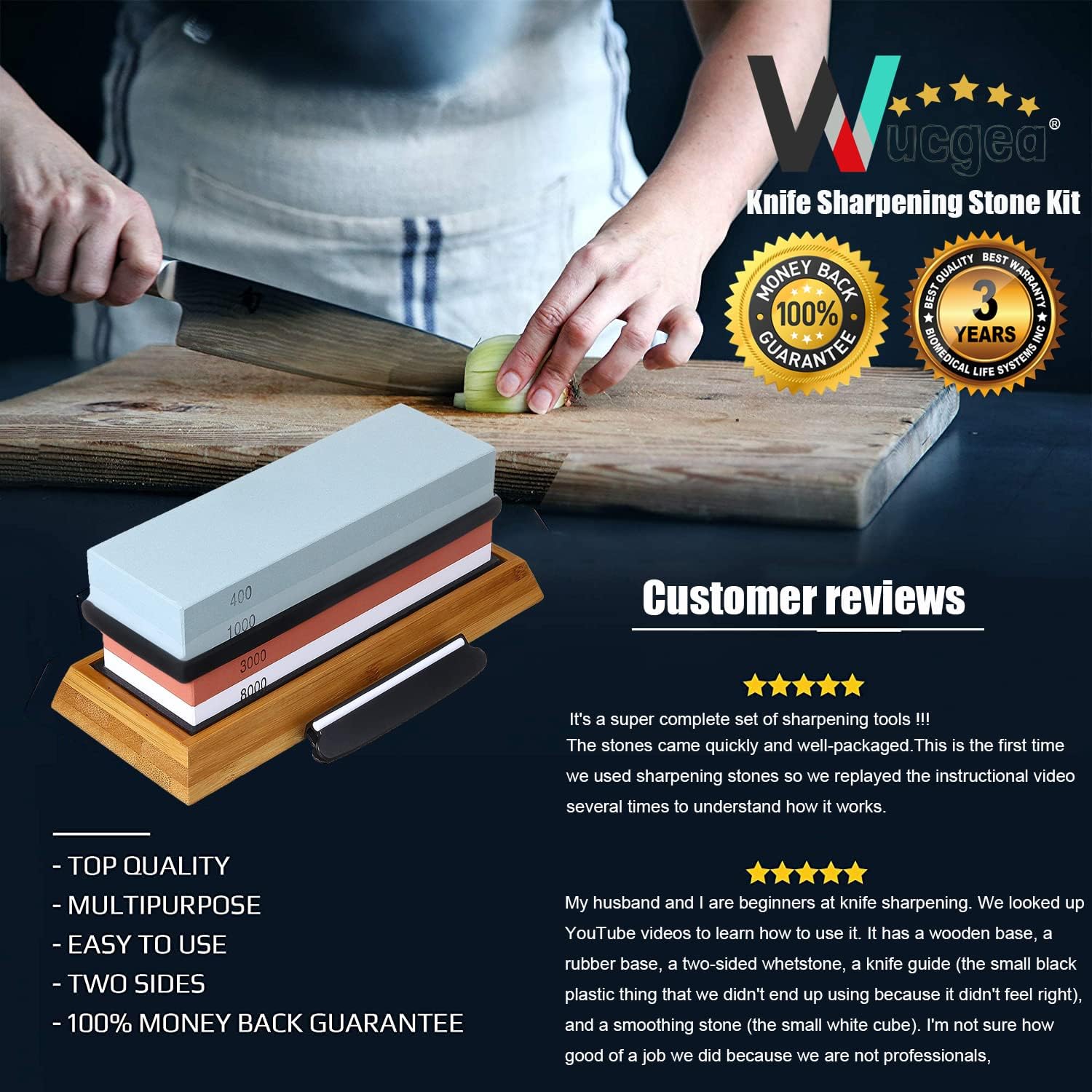 Thumbnail 3 de Professional Knife Sharpeners kit 400/1000 Grit Whetstone 🔪