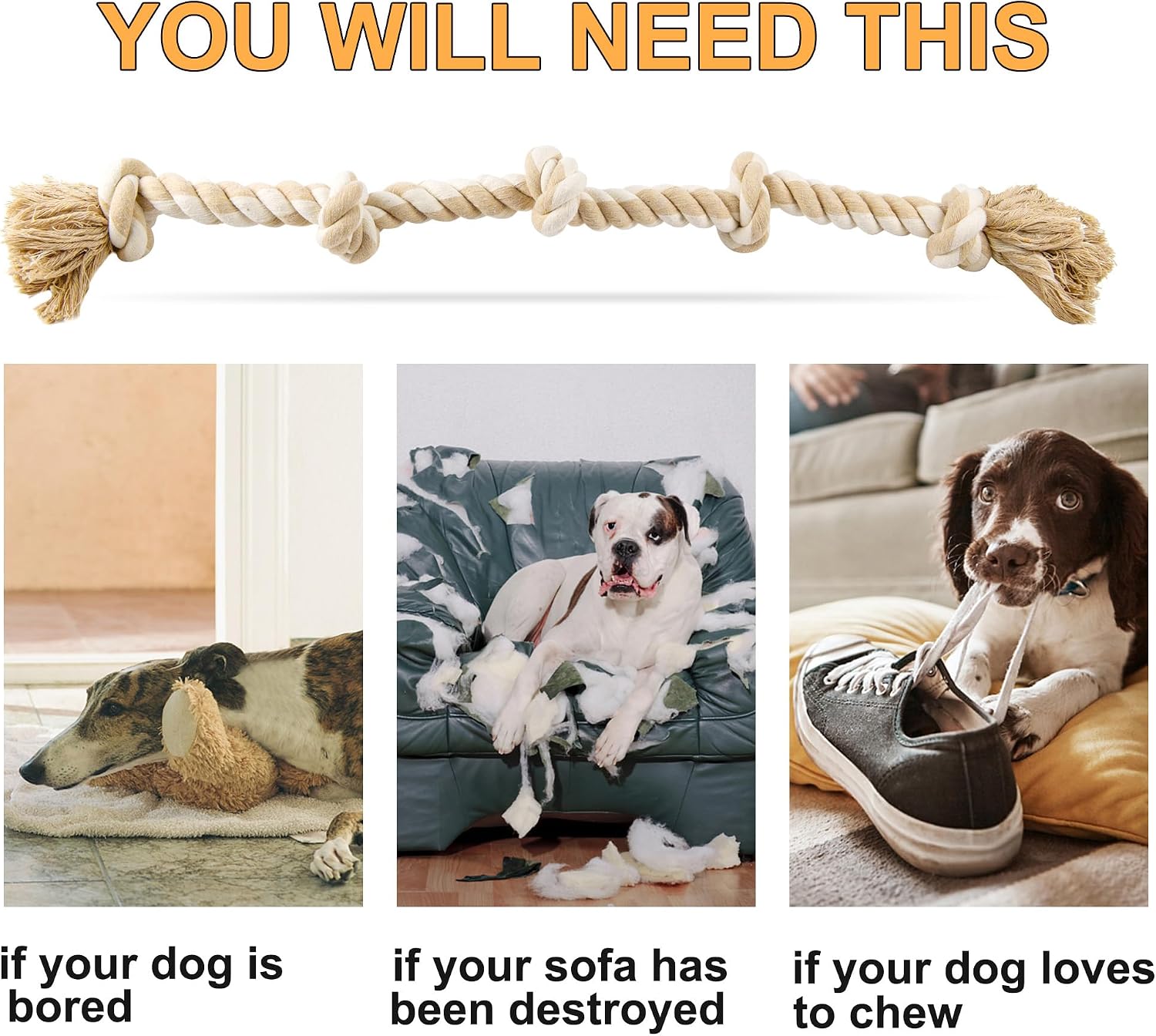 Detalle 2 de Fida Dog Rope Toy 92cm for Large Dogs