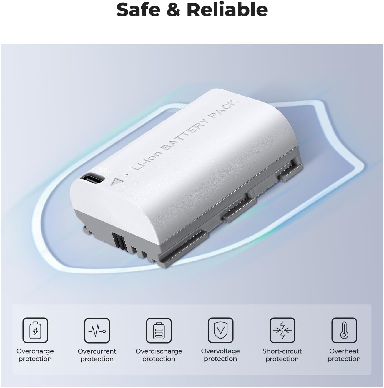 Detalle de K&F CONCEPT 2-Pack LP-E6NH 2600mAh batteries with USB-C fast charging for select Canon cameras