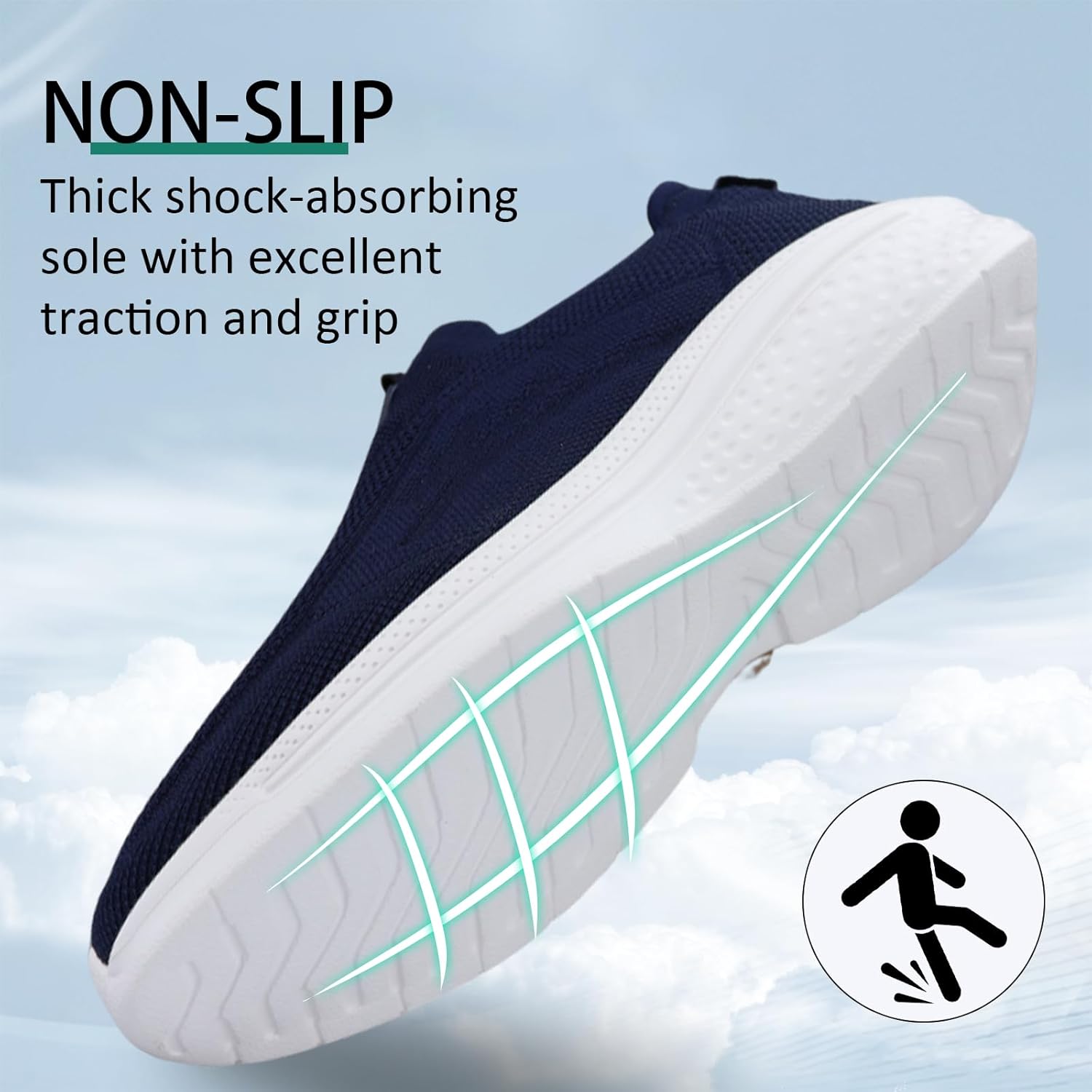 Thumbnail 4 de Giniros Mens Slip On Trainers: Lightweight, Breathable Casual Shoes for Daily Walks and Gym Sessions